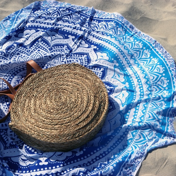 🎊 Host Pick🎉 Bohemian Blue Mandala Beach Yoga Throw - Picture 10 of 16